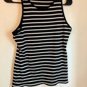 White House Black Market Black and White Striped Tank Top